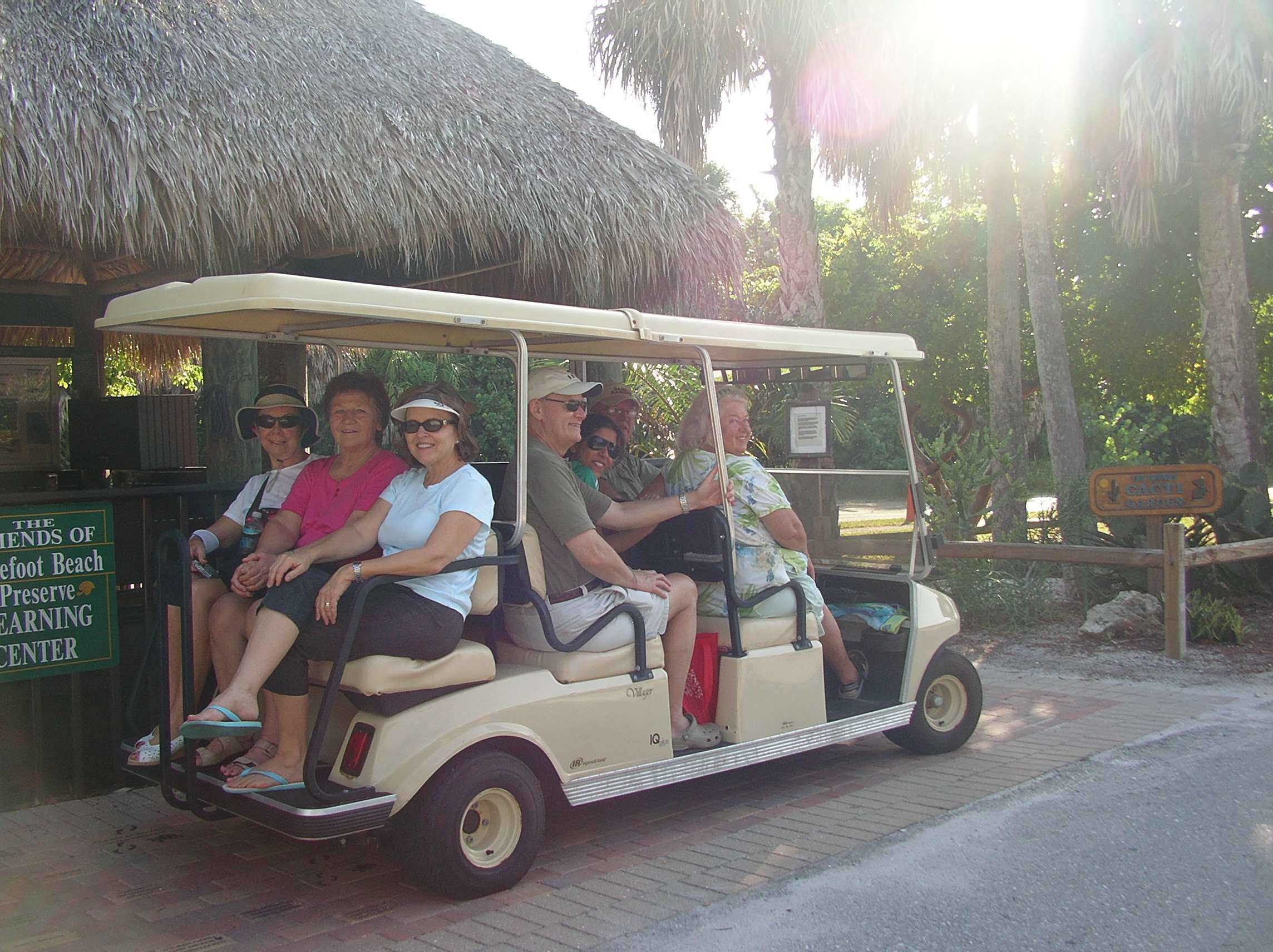 nature walk on golf cart leaves learning center during Green