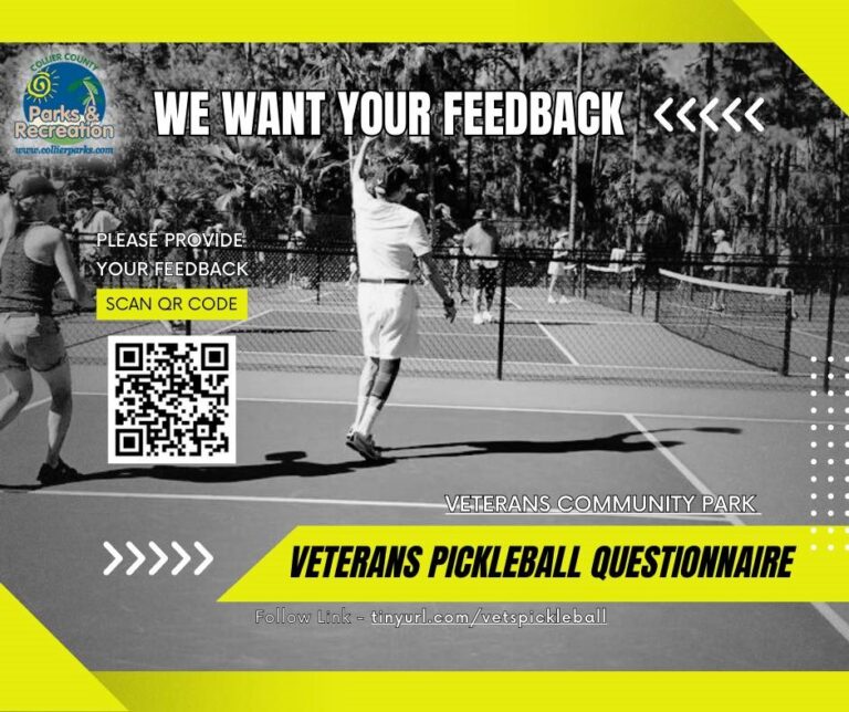 Veterans Community Park Pickleball Courts Utilization Survey Collier County Parks & Recreation